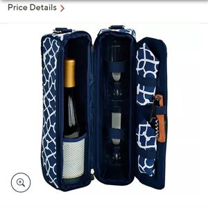 Picnic at Ascot wine tote in trellis blue nwot